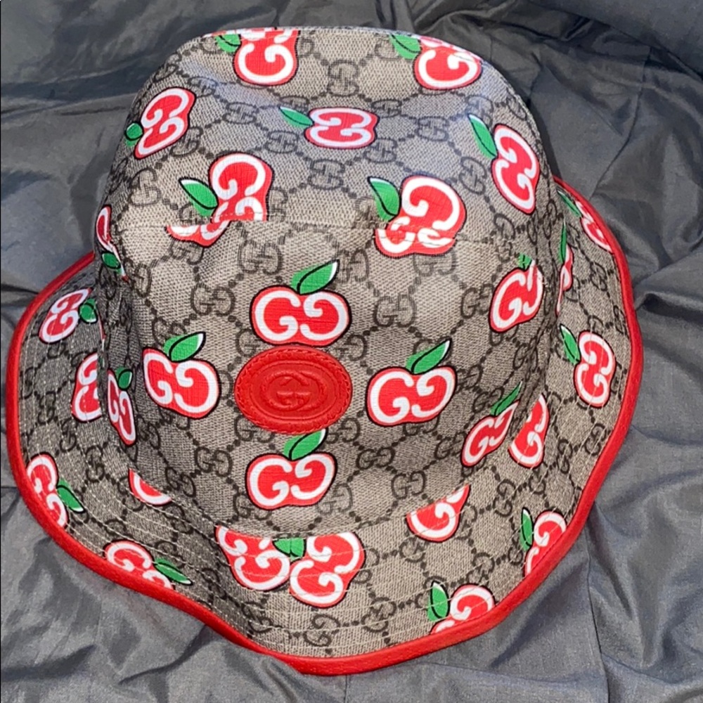 Gucci Canvas Fedora with GG Apple Print